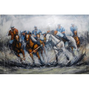 Naeem Rind, 40 x 60 Inch, Acrylic on Canvas, Polo Painting, AC-NAR-044